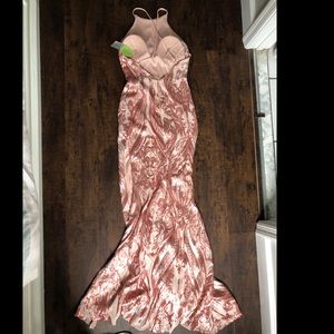 Rose colored floor length sequin gown- Windsor